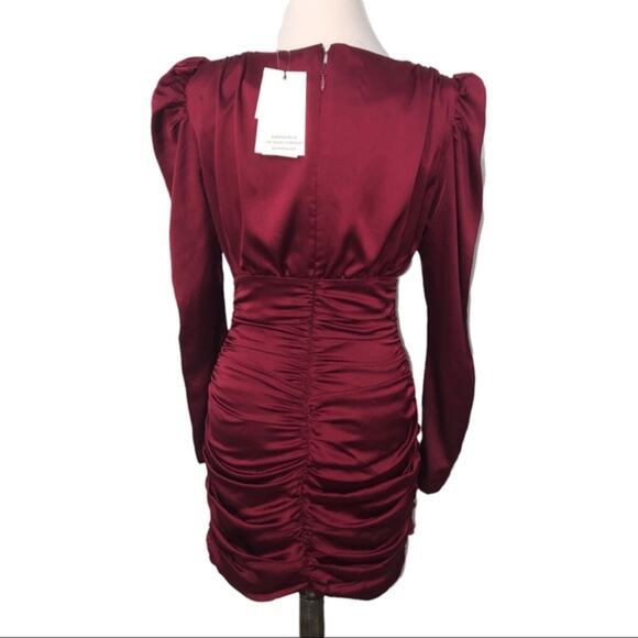 Lavish Alice Long Sleeve Satin Ruched Mini Dress Size 6 NWT - Picture 6 of 10